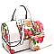 Stylish Floral Print Patent 2-Way Boston Satchel Wallet Set MH-LY0972W