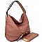 LYY0021W-LP  Zipper Accent Double-Compartment Hobo Wallet SET