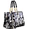 Magazine Print Linked Chain Accent 2 in 1 Tote SET MH-MB2011S