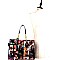 Magazine Print Linked Chain Accent 2 in 1 Tote SET MH-MB2011S