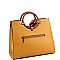 Fashionable Scarf Accent Wooden Handle Structured Satchel MH-MC0026-1