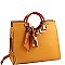 Fashionable Scarf Accent Wooden Handle Structured Satchel MH-MC0026-1
