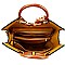Fashionable Scarf Accent Wooden Handle Structured Satchel MH-MC0026-1
