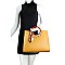 Fashionable Scarf Accent Wooden Handle Structured Satchel MH-MC0026-1