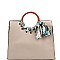 Fashionable Scarf Accent Wooden Handle Structured Satchel MH-MC0026-1