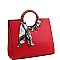 Fashionable Scarf Accent Wooden Handle Structured Satchel MH-MC0026-1
