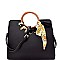 MC0026-LP Scarf Accent Wooden Handle Structured Satchel