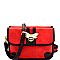 Bee Charm Color Block Striped Compartment Shoulder Bag MH-MC0040
