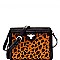 Bee Charm Faux-Fur Leopard Structured Shoulder Bag MH-MO7267