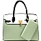 MS1309CS-LP  Padlock Accent 2 Tone Oversized Structured Satchel Set