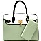 MS1309CS-LP  Padlock Accent 2 Tone Oversized Structured Satchel Set