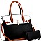 Padlock Accent 2-Tone Oversized Satchel Wallet SET MH-MS1309GS