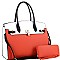 Padlock Accent 2-Tone Oversized Satchel Wallet SET MH-MS1309GS
