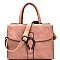MY6561-LP Hematite Hardware Horseshoe Accent Flap Satchel