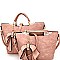 MZ6783-LP Bow Charm Accent 2 in 1 Twin Satchel Value SET