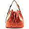 Flower Print Embossed Laser-cut Bag In Bag Drawstring Hobo