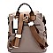 NL6609-LP Fabric Faux-leather Trim Fashion 2 Way Backpack