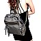 NL6609-LP Fabric Faux-leather Trim Fashion 2 Way Backpack