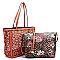 Laser Cut See Thru Shopper & Leopard Flower Crossbody 2-in-1 Set