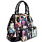 Obama Magazine Print Bottom Dome Shape Satchel Wallet SET