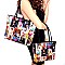 Magazine Print 3 in 1 Patent Twin Tote Wallet SET