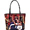 Magazine Print 3 in 1 Patent Twin Tote Wallet SET