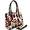 Fashion Magazine Print Bow Accent Tote Wallet SET MH-OB6923W