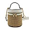 Fashion Straw Cylinder Crossbody Bag Satchel