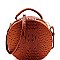 ROUND OSTRICH EMBOSSED SATCHEL