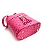 OSTRICH EMBOSSED TOP HANDLE SATCHEL