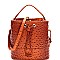 TWO WAY OSTRICH EMBOSSED SATCHEL