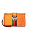 Stripe Ostrich Croc Crossbody Clutch Wristlet