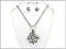 OS02350STT Designer Textured Fleur De Lis necklace with earrings