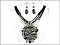 OS02364SBZEB Fleur De Lis Designer Zebra Necklace with Earrings
