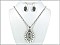 OS01532ASCRY Oval Designer Textured necklace with earrings