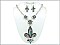 OS01620ASCRY Large Fleur De Lis Pendant Necklace W/Earrings