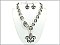 OS02461ASCRY Textured Fleur De Lis Necklace W/Earrings