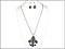 OS02208SBBKD Textured Fleur De Lis Necklace W/Earrings