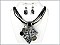 OS02362BZEB Designer Textured Zebra Necklace with Earrings