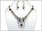 OS03033RDCRY Designer Heart & key With Stone Necklace 18" Set
