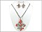 OS01129ASORG Fleur De Lis Necklace W/Stone 18" Set