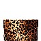 Leopard Print Faux-Suede Envelope Clutch