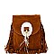 P6046-LP Feather Accent Felt-Suede Fringed Cross Body