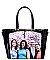 OBAMA MAGAZINE PRINT PATENT TOTE WITH GOLD EMBELLISHED COMPARTMENT JP-PA00465