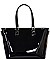 OBAMA MAGAZINE PRINT PATENT TOTE WITH GOLD EMBELLISHED COMPARTMENT JP-PA00461