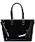 OBAMA MAGAZINE PRINT PATENT TOTE WITH GOLD EMBELLISHED COMPARTMENT JP-PA00462