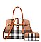 2-in-1 Plaid Padlock CLassic Satchel