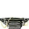 Multi-Pocket Rhinestone Accent Fanny Pack