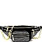 Multi-Pocket Rhinestone Accent Fanny Pack