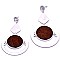 PE1401-LP Metal Wood Geometric Statement Earring